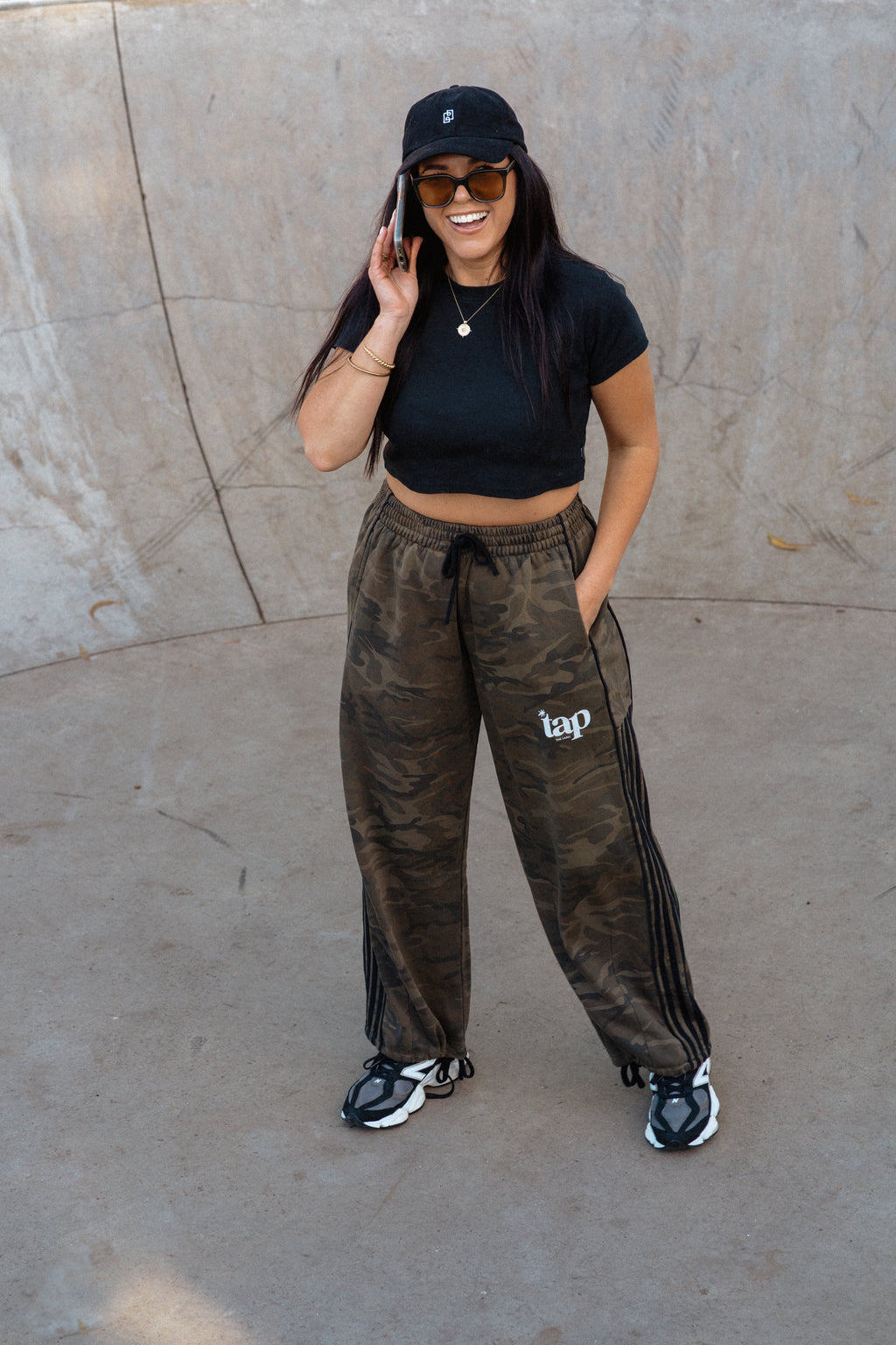 TAP logo camo track pants