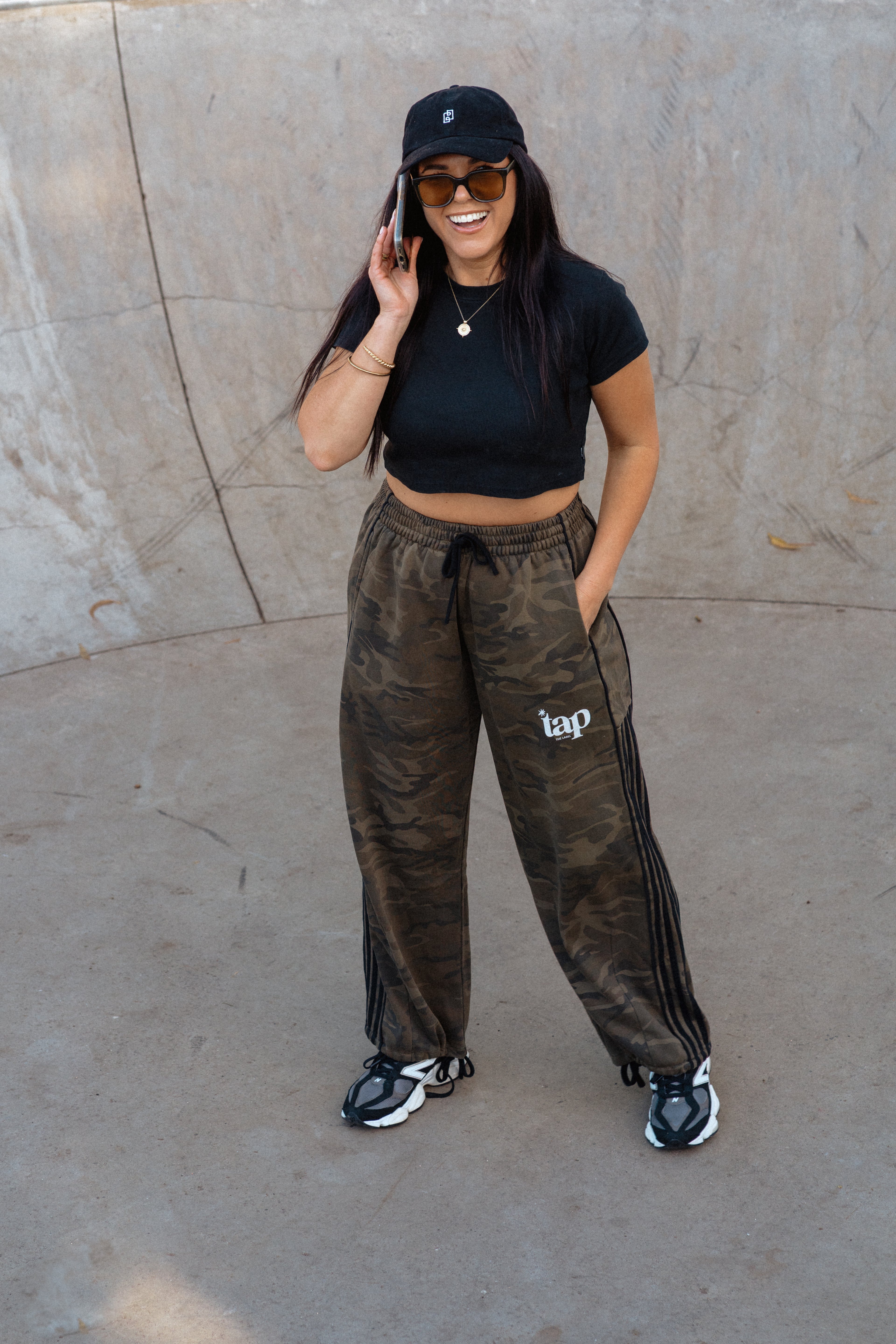 TAP logo camo track pants