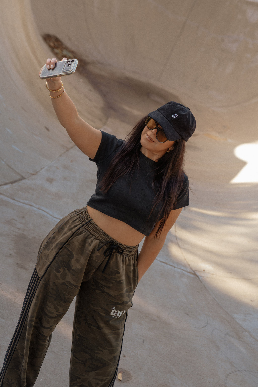 TAP logo camo track pants