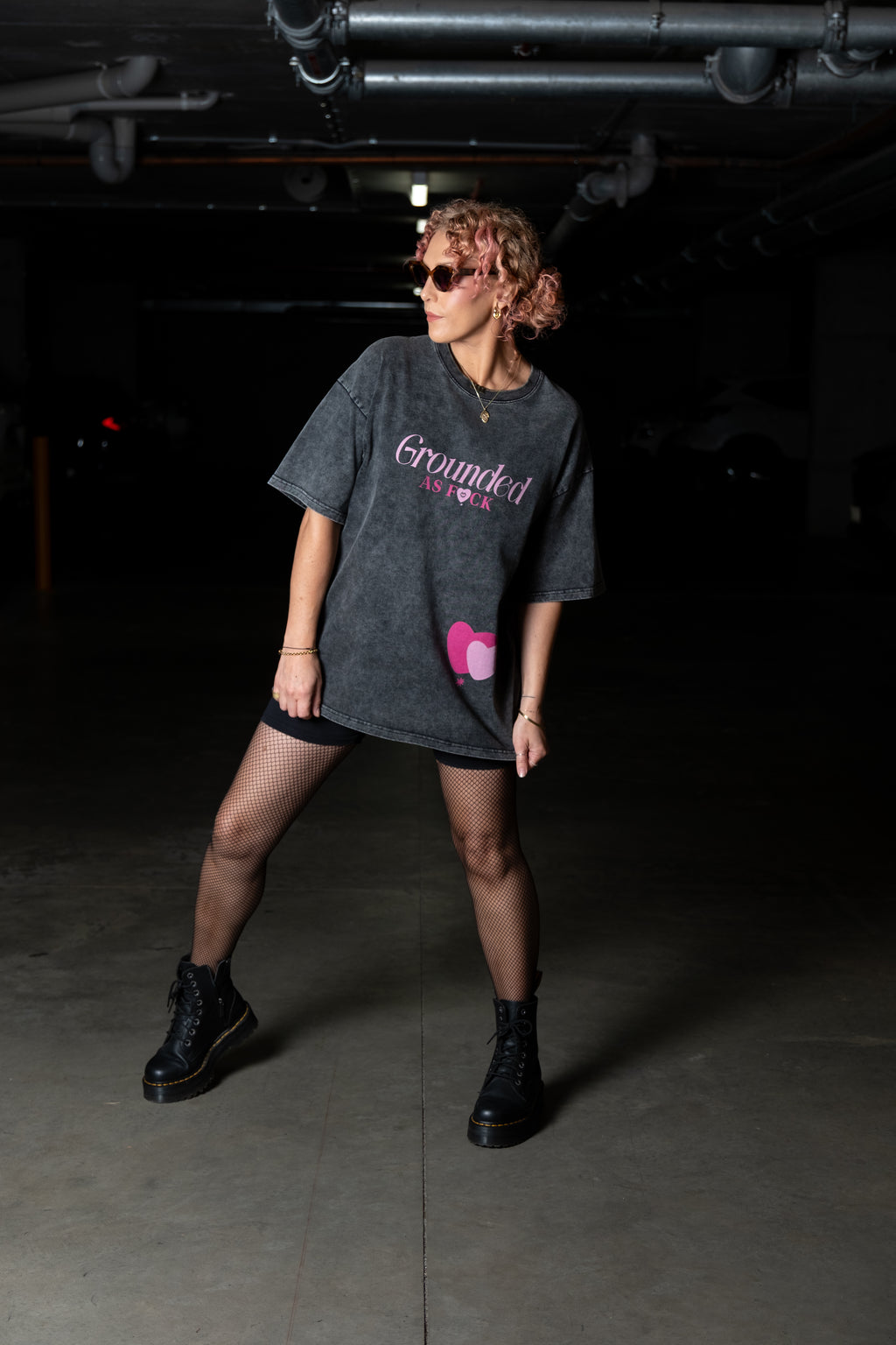 Grounded & Thriving (acid wash) tee
