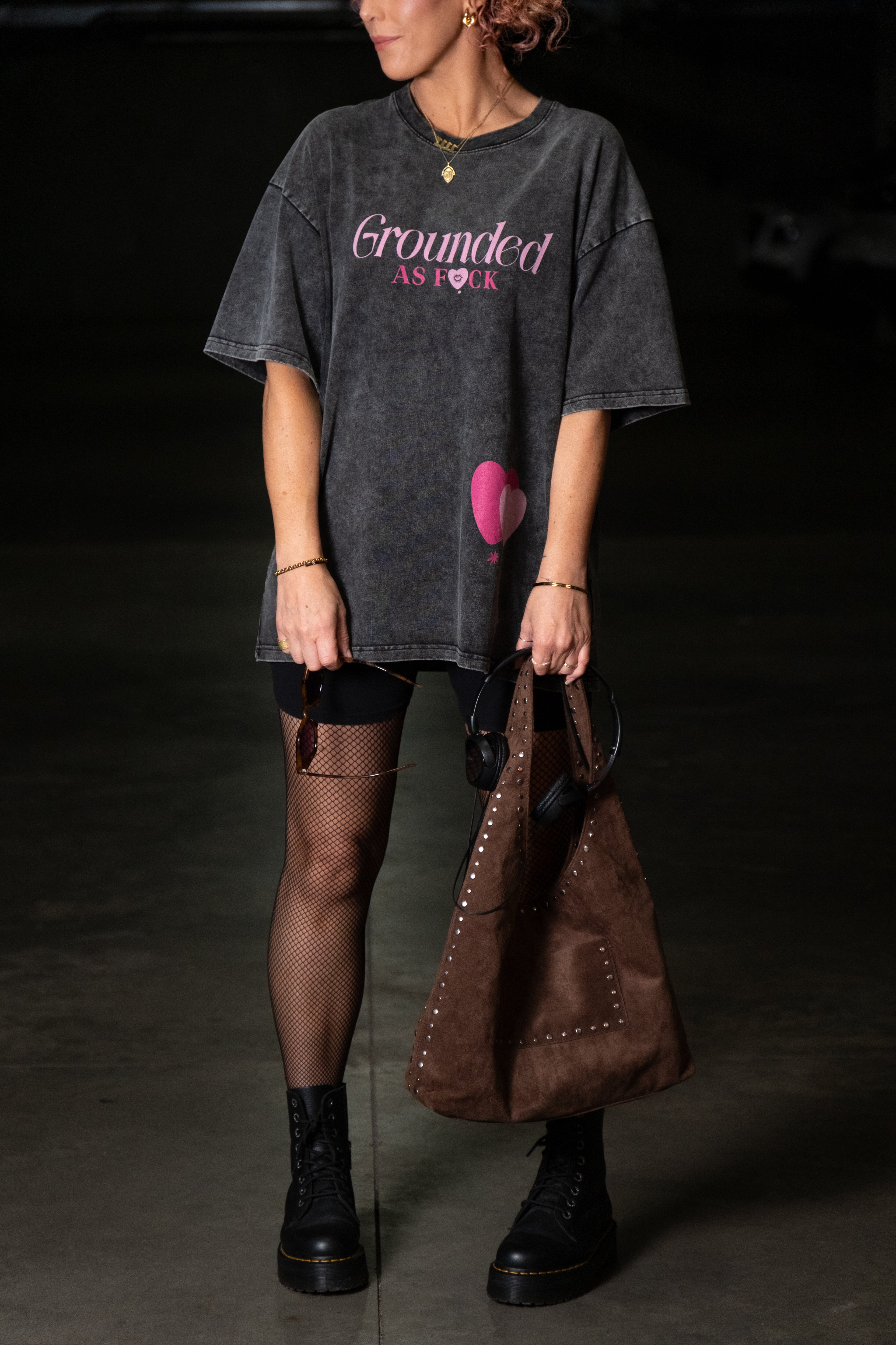 Grounded & Thriving (acid wash) tee