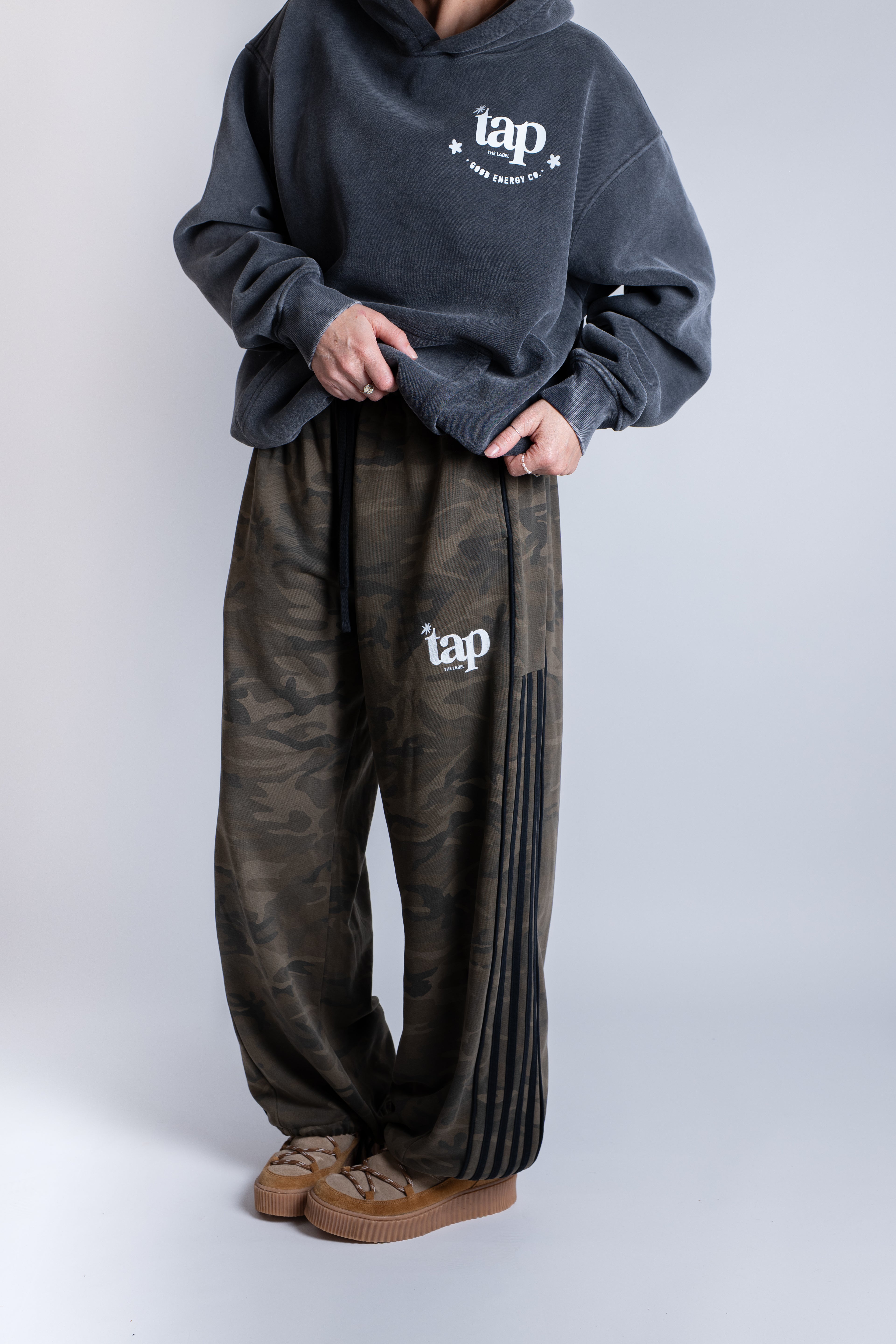 TAP logo camo track pants